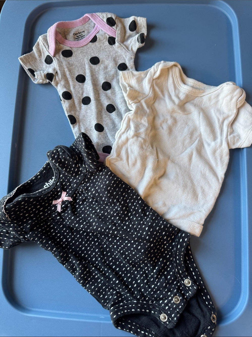 3-Pack Baby Onesies - Polka Dot, Solid Cream, Black with Dots